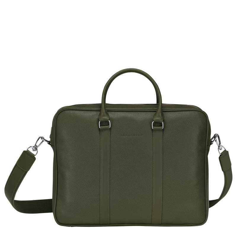 Longchamp Le Foulonné M Briefcase Khaki | 3817GJUPV