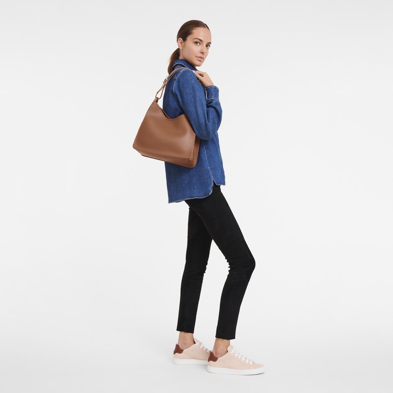 Longchamp Le Foulonné M Hobo Bag Caramel | 9650FUVPE