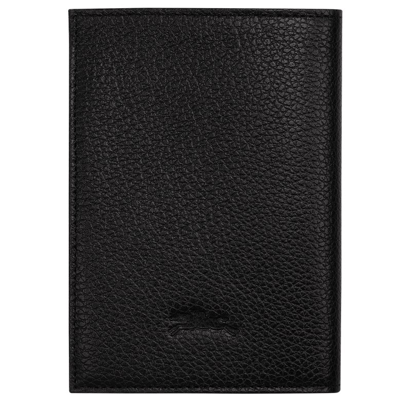 Longchamp Le Foulonné Passport Cover Schwarz | 7413YOAMS