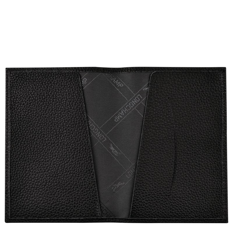 Longchamp Le Foulonné Passport Cover Schwarz | 7413YOAMS