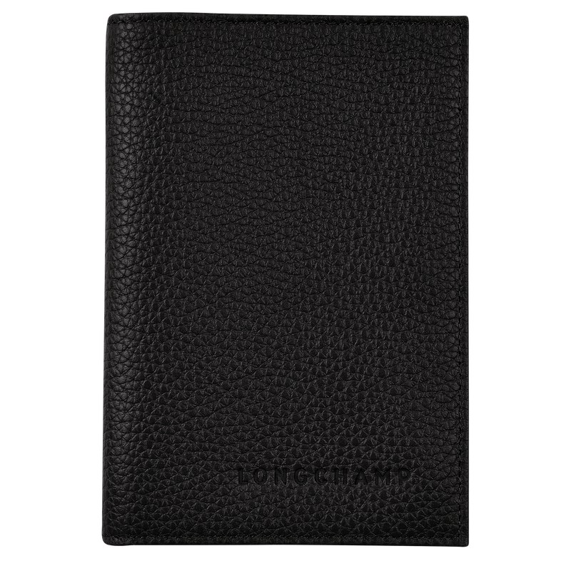 Longchamp Le Foulonné Passport Cover Schwarz | 7413YOAMS