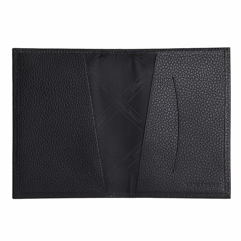 Longchamp Le Foulonné Passport Cover Schwarz | 5724DCVMX