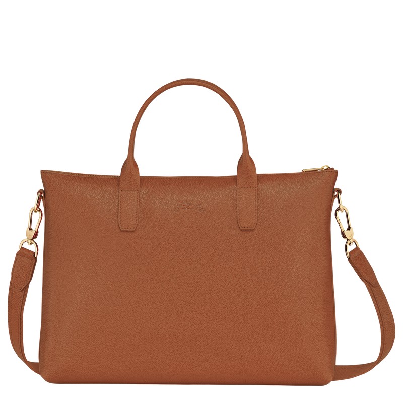 Longchamp Le Foulonné S Briefcase Caramel | 9536GKPZW