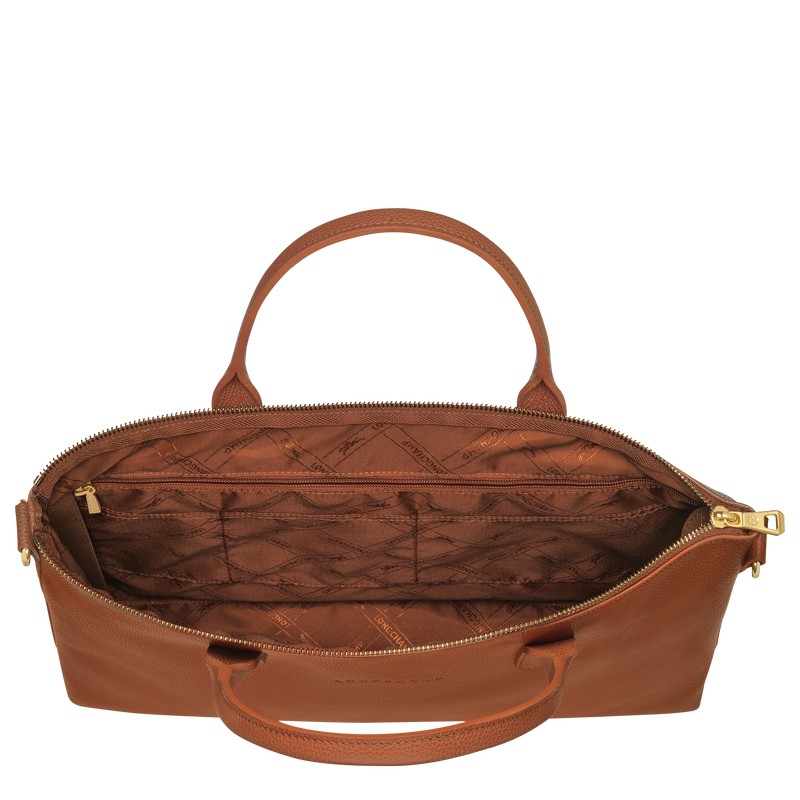 Longchamp Le Foulonné S Briefcase Caramel | 9536GKPZW