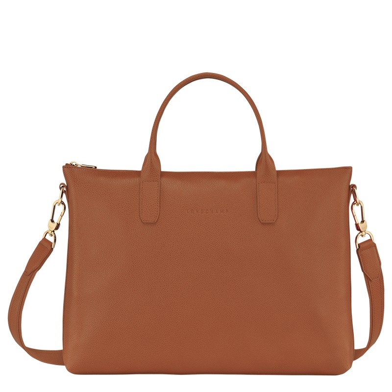 Longchamp Le Foulonné S Briefcase Caramel | 9536GKPZW