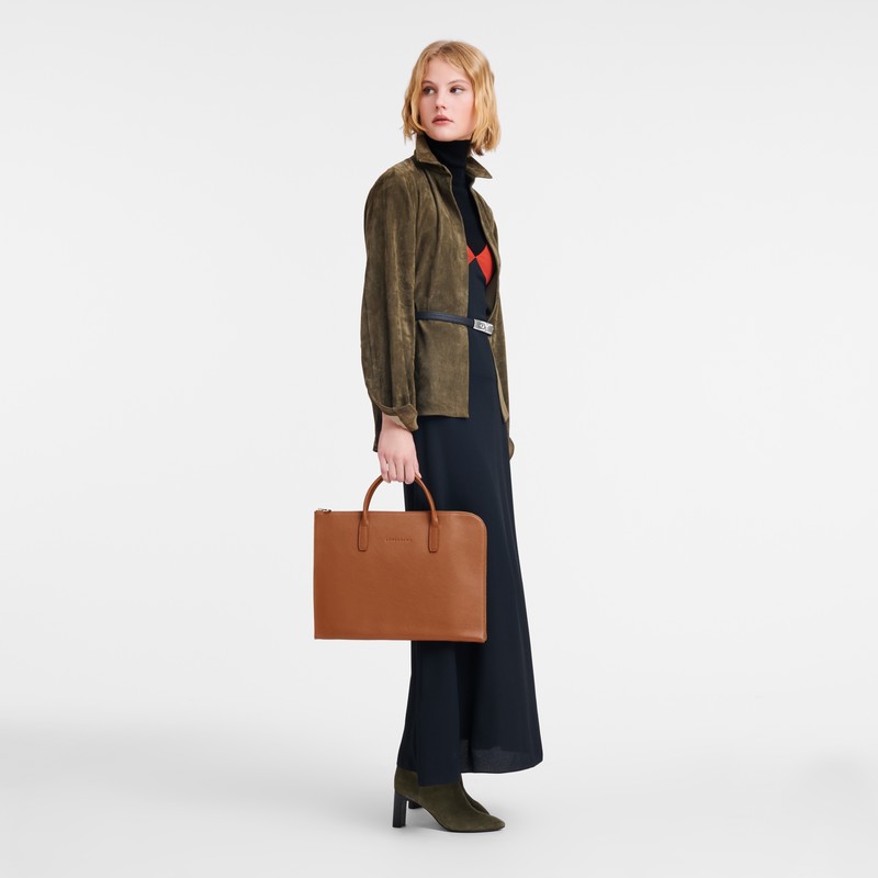 Longchamp Le Foulonné S Briefcase Caramel | 7502SKHIN