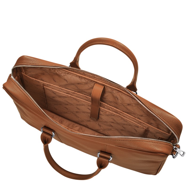 Longchamp Le Foulonné S Briefcase Caramel | 7184VDYNZ