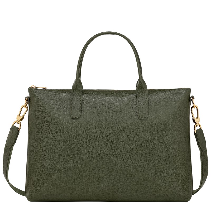 Longchamp Le Foulonné S Briefcase Khaki | 0384EKJGY