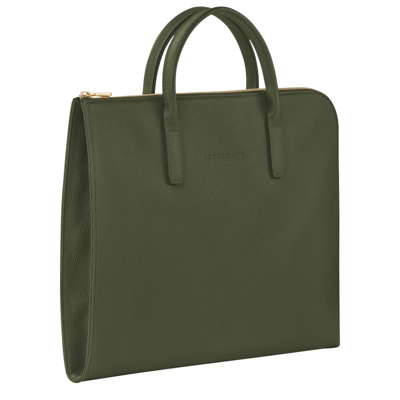 Longchamp Le Foulonné S Briefcase Khaki | 2643XRUWE