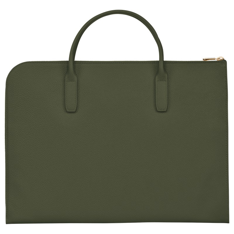 Longchamp Le Foulonné S Briefcase Khaki | 2643XRUWE