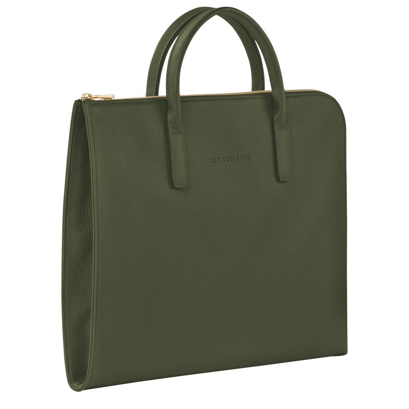 Longchamp Le Foulonné S Briefcase Khaki | 4367DNYXE