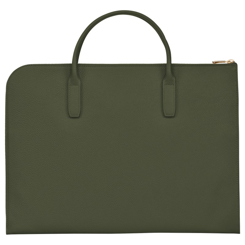 Longchamp Le Foulonné S Briefcase Khaki | 4367DNYXE