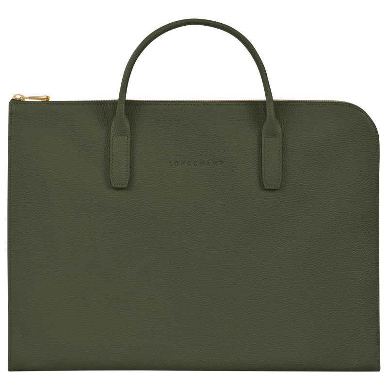 Longchamp Le Foulonné S Briefcase Khaki | 4367DNYXE