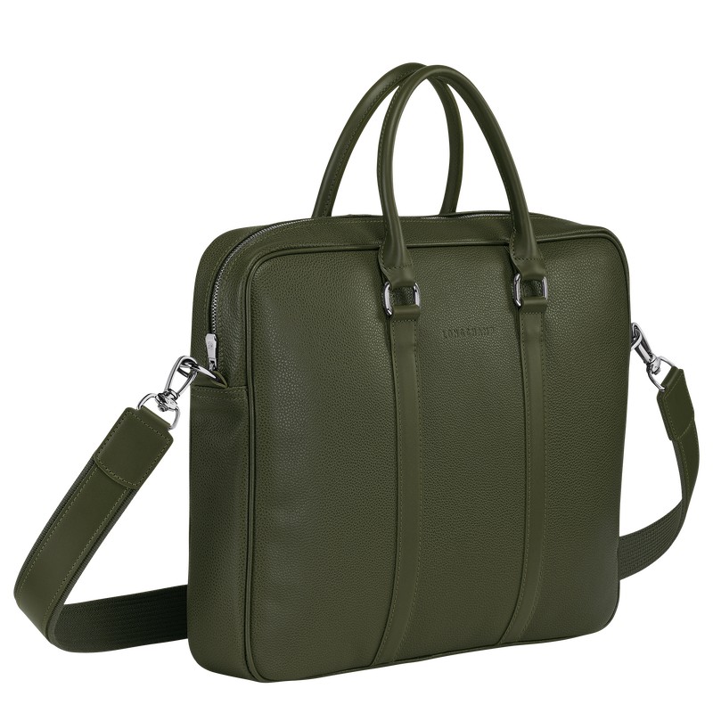 Longchamp Le Foulonné S Briefcase Khaki | 0627ARHLB