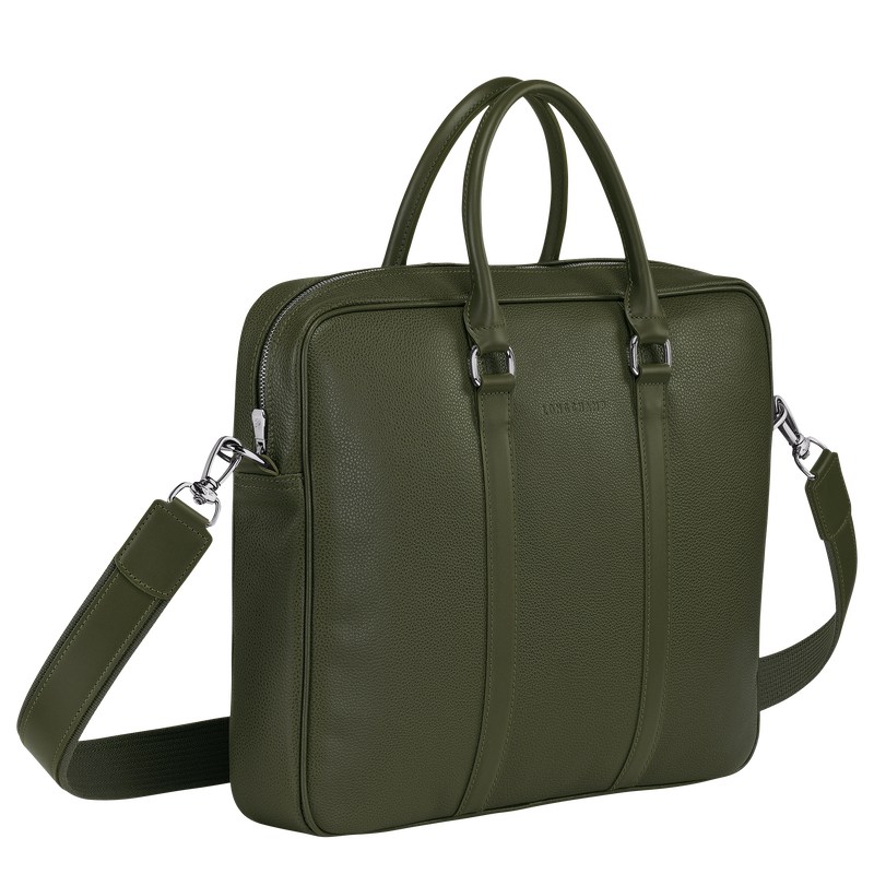 Longchamp Le Foulonné S Briefcase Khaki | 1597JIWKT