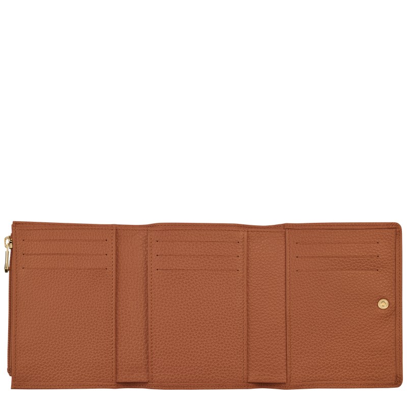 Longchamp Le Foulonné Wallet Caramel | 7641VSTWJ