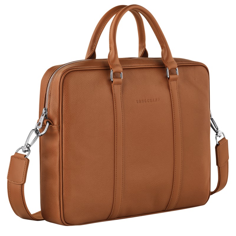 Longchamp Le Foulonné Xs Briefcase Caramel | 0168RMPJZ