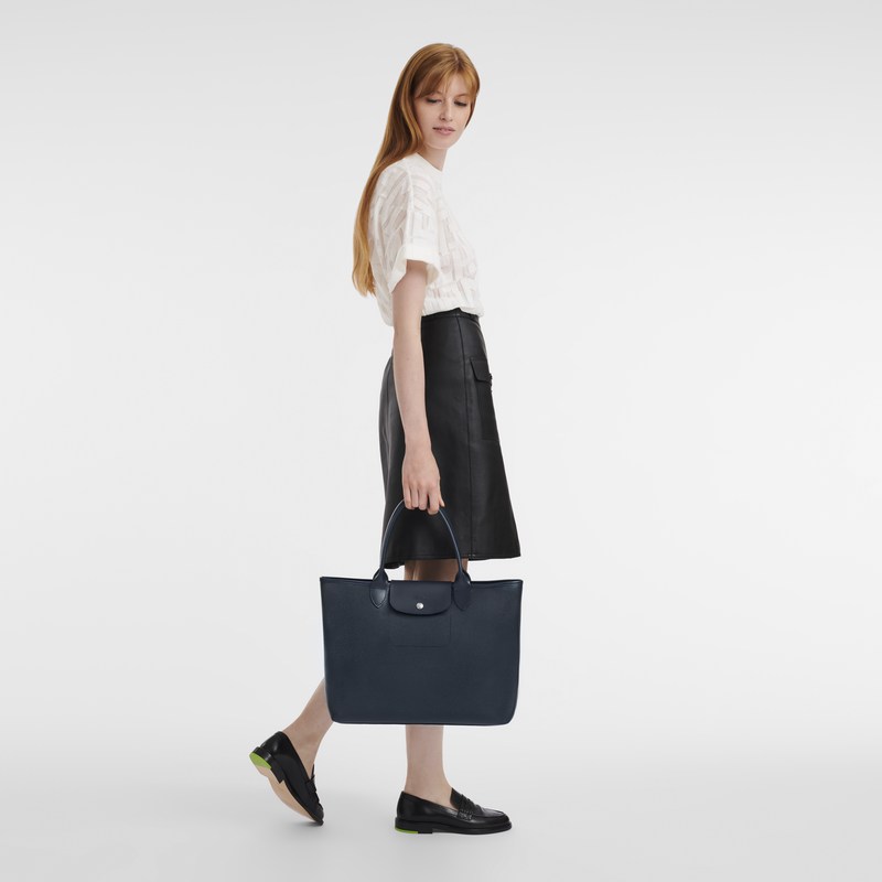 Longchamp Le Pliage City L Tote Bag Navy | 3598JQMZF