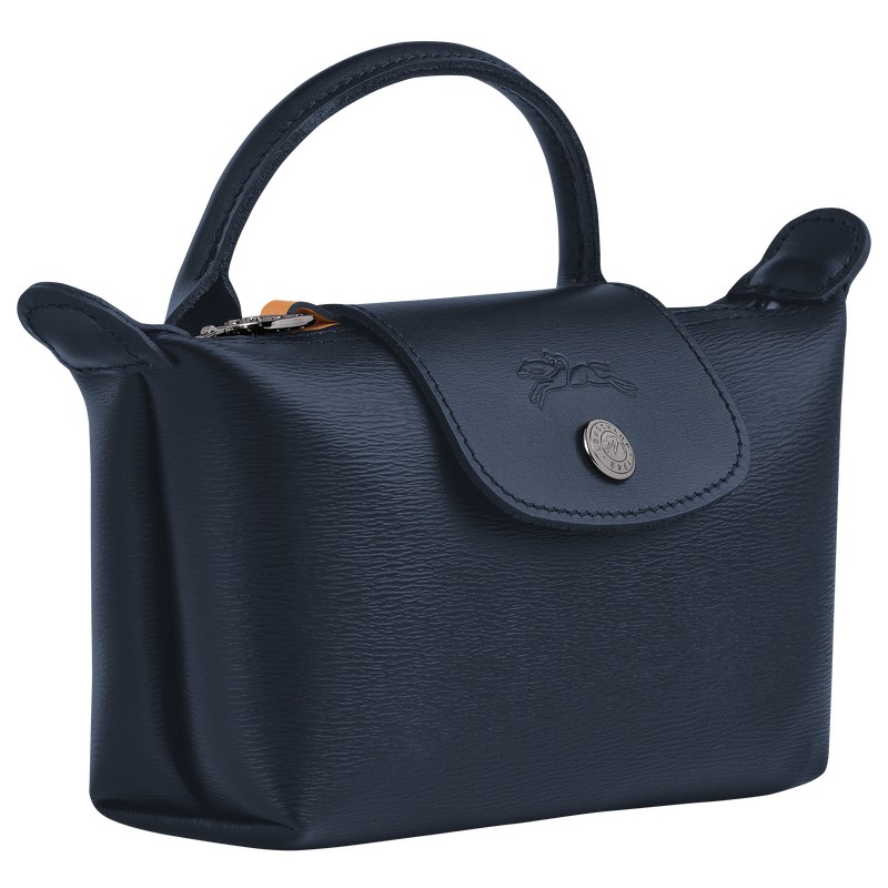 Longchamp Le Pliage City Pouch With Handle Navy | 7293SOJNQ