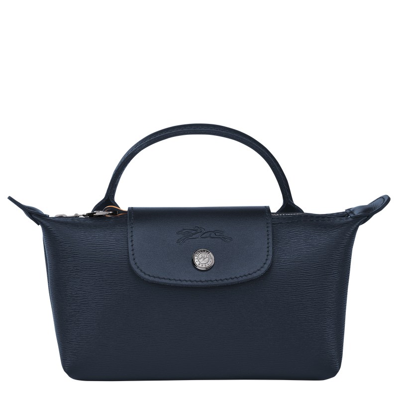 Longchamp Le Pliage City Pouch With Handle Navy | 7293SOJNQ