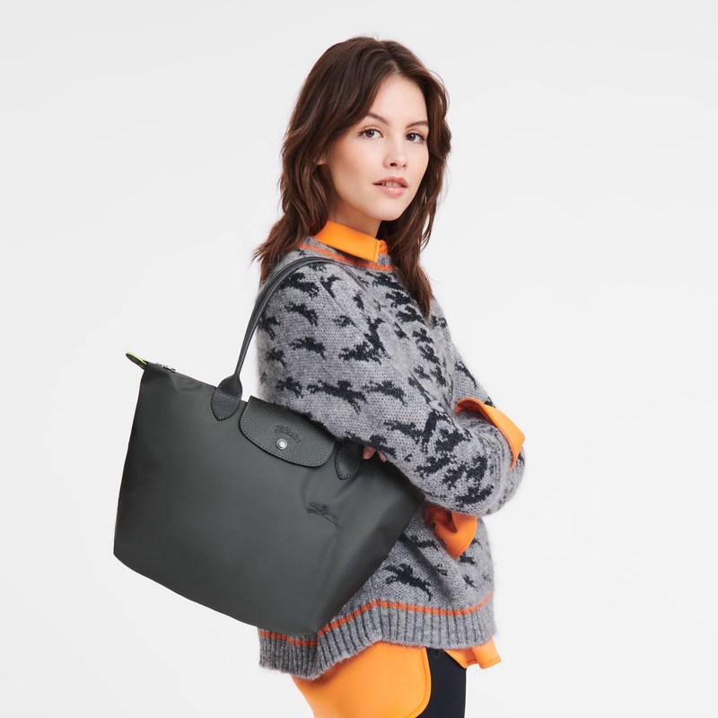 Longchamp Le Pliage Green M Tote Bag Graphite | 2839RVPAL