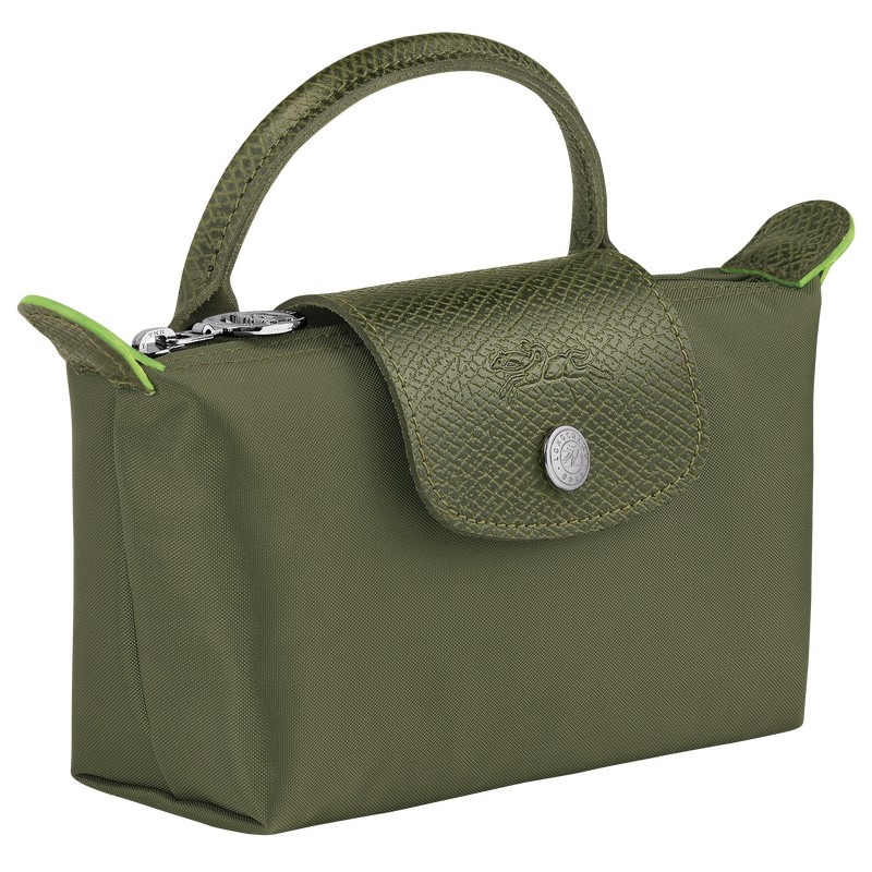 Longchamp Le Pliage Green Pouch With Handle Forest | 3270DSACY