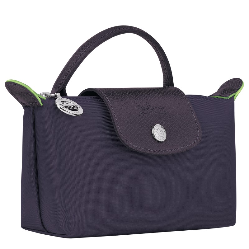 Longchamp Le Pliage Green Pouch With Handle Bilberry | 0364GSWDM