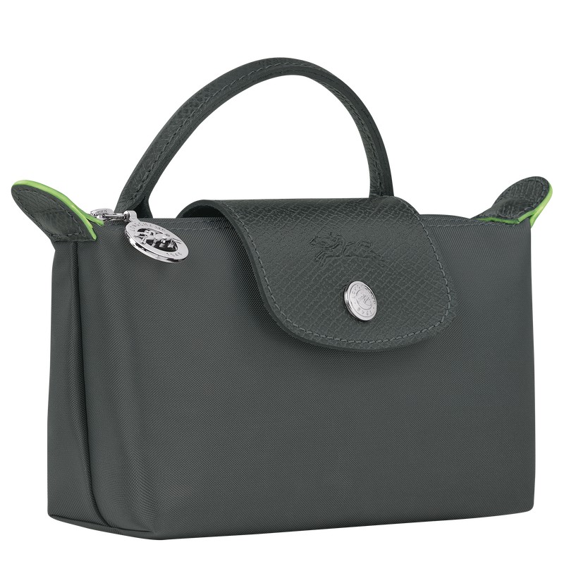 Longchamp Le Pliage Green Pouch With Handle Graphite | 7840NDQFP