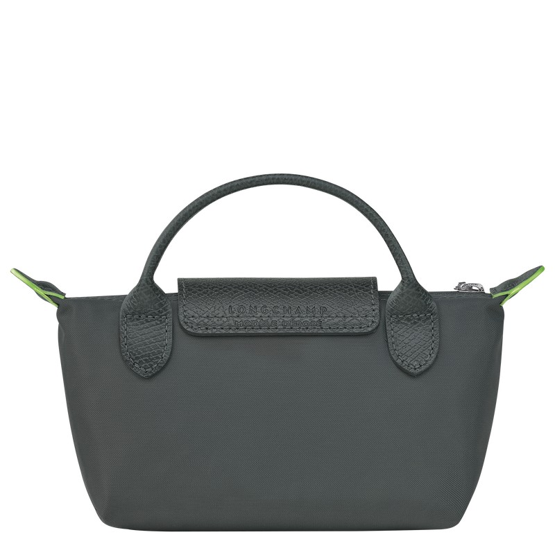 Longchamp Le Pliage Green Pouch With Handle Graphite | 7840NDQFP