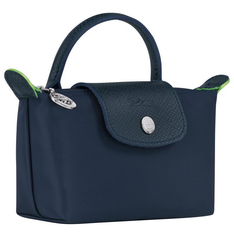 Longchamp Le Pliage Green Pouch With Handle Navy | 9605BIDJQ