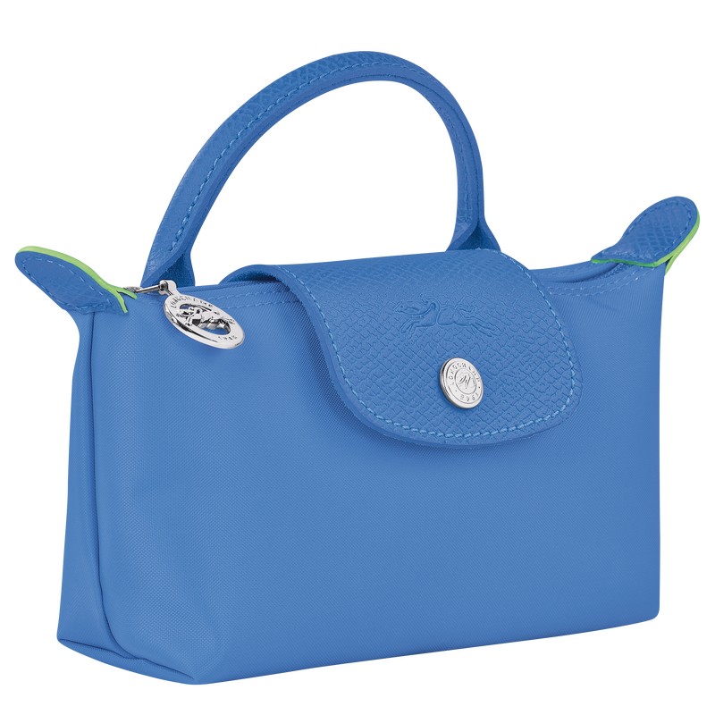 Longchamp Le Pliage Green Pouch With Handle Cornflower | 6194OUBYP