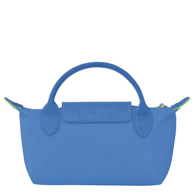 Longchamp Le Pliage Green Pouch With Handle Cornflower | 6194OUBYP