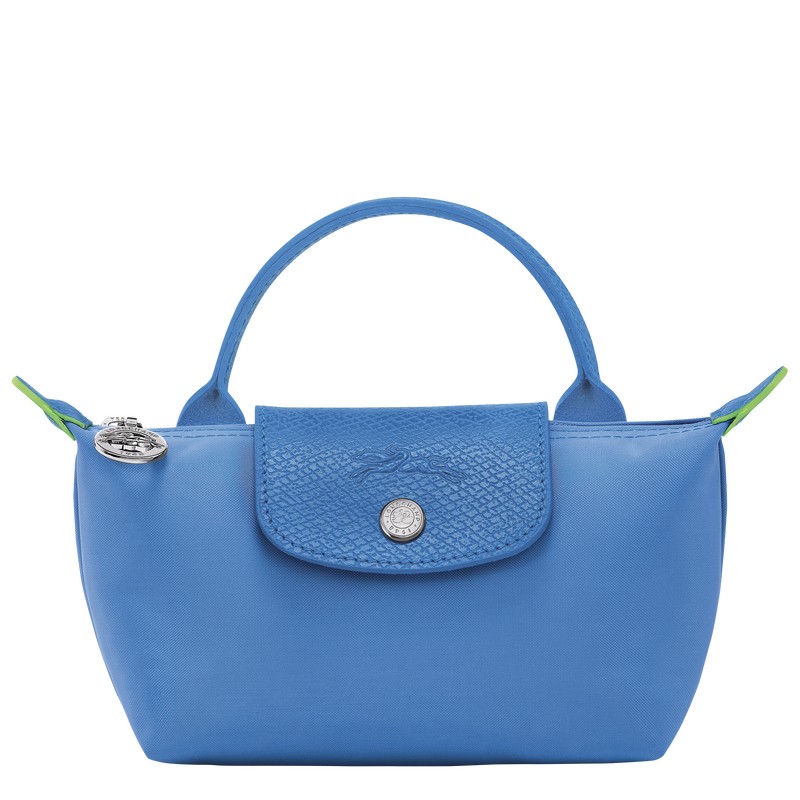 Longchamp Le Pliage Green Pouch With Handle Cornflower | 6194OUBYP