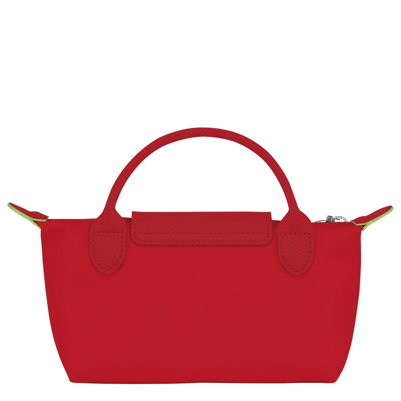 Longchamp Le Pliage Green Pouch With Handle Tomato | 7046QYWCI