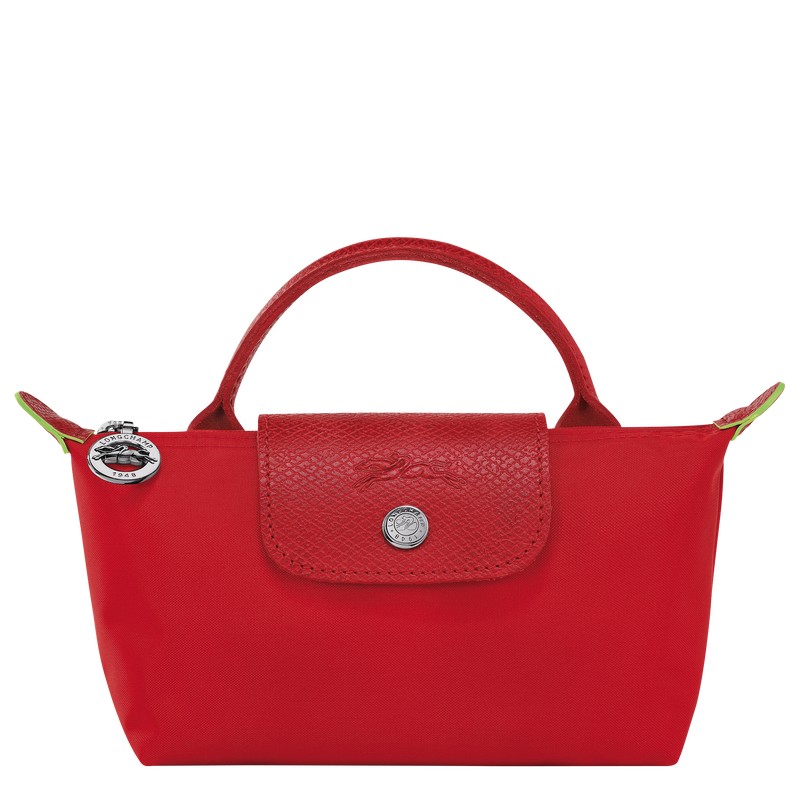 Longchamp Le Pliage Green Pouch With Handle Tomato | 7046QYWCI