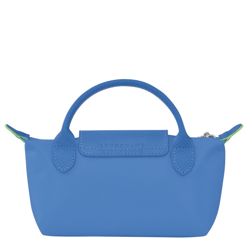 Longchamp Le Pliage Green Pouch With Handle Cornflower | 6734ZAWCU