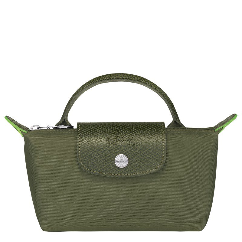 Longchamp Le Pliage Green Pouch With Handle Forest | 9056BAPOG