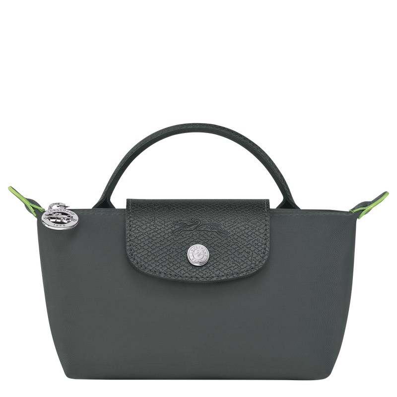 Longchamp Le Pliage Green Pouch With Handle Graphite | 3978JAOGH