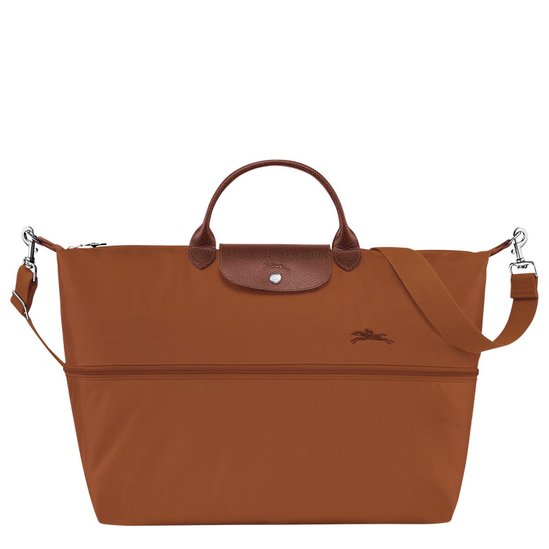 Longchamp Le Pliage Green Travel Bag Expandable Cognac | 1672BCGEQ