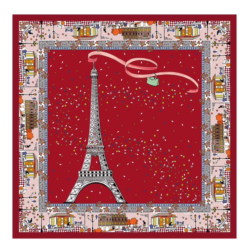 Longchamp Le Pliage In Paris Silk Scarf Tomato | 3587BFVTG