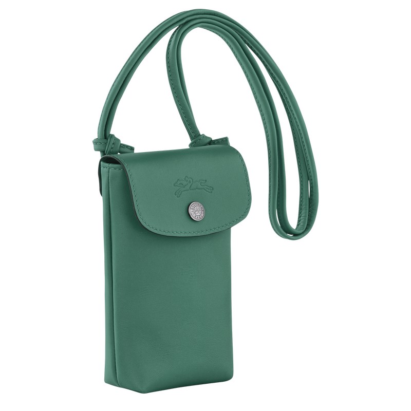 Longchamp Le Pliage Xtra Phone Case With Leather Lace Sage | 3806SNHPJ