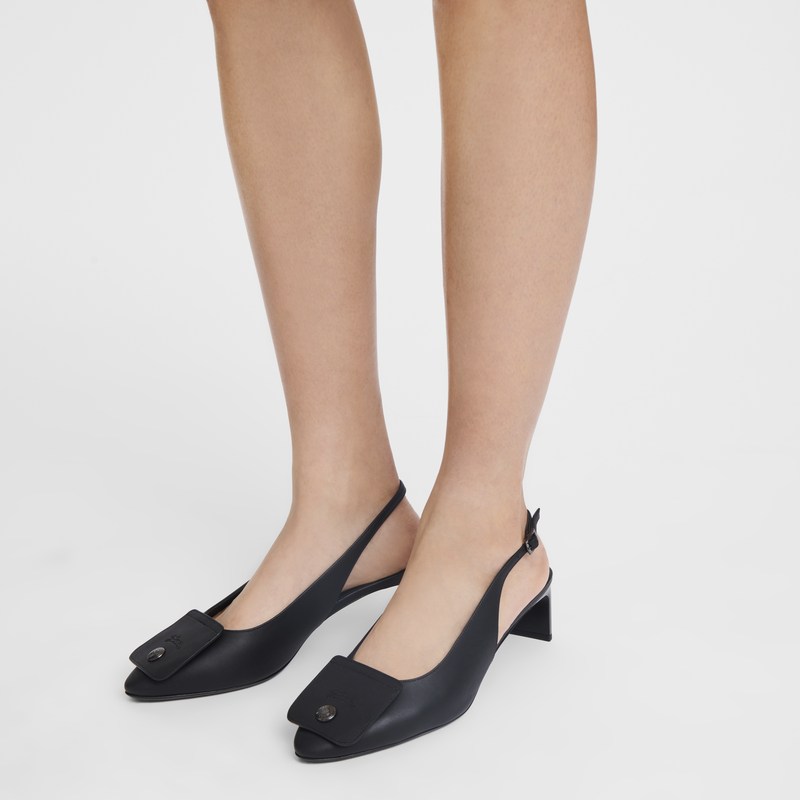 Longchamp Le Pliage Xtra Slingback Pumps Schwarz | 6389SGFUN