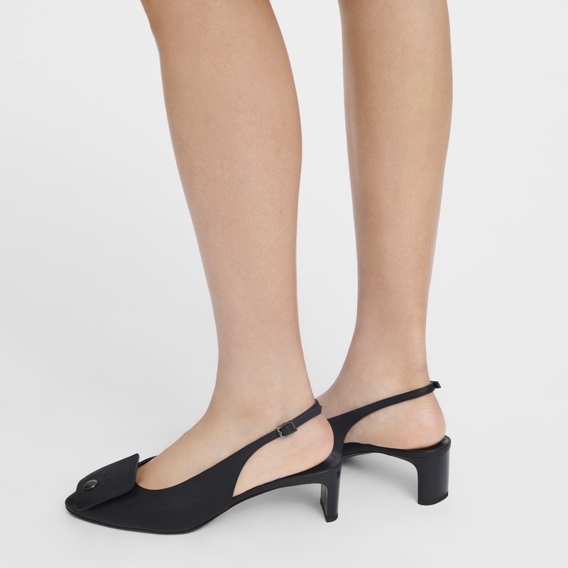 Longchamp Le Pliage Xtra Slingback Pumps Schwarz | 6389SGFUN