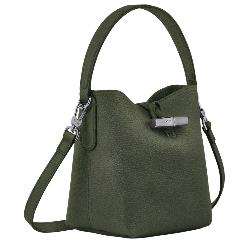 Longchamp Le Roseau Essential Xs Bucket Bag Khaki | 7345HBKZI