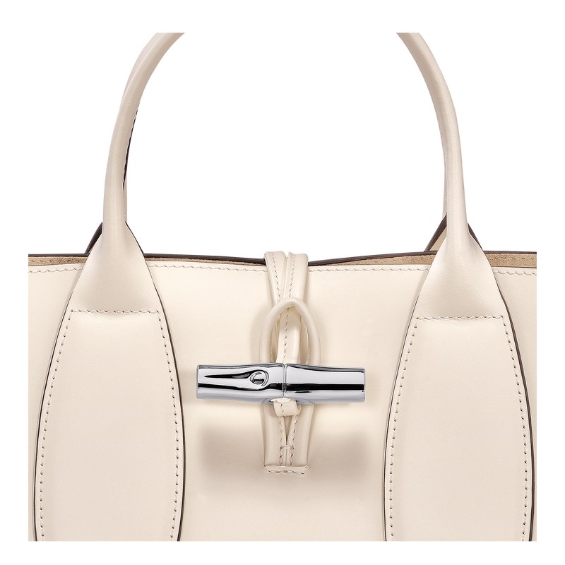 Longchamp Le Roseau M Handbag Ecru | 6123KNULA