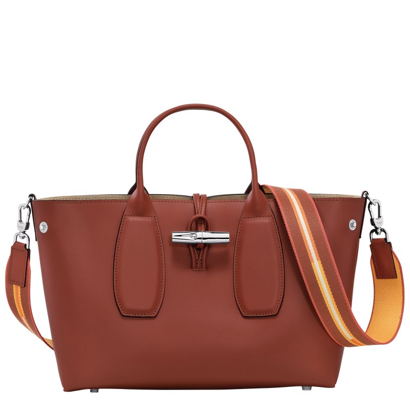 Longchamp Le Roseau M Handbag Mahogany | 3704XBZJN