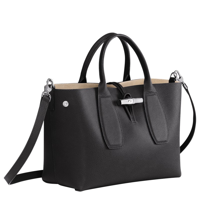 Longchamp Le Roseau M Handbag Schwarz | 8532YBIDQ