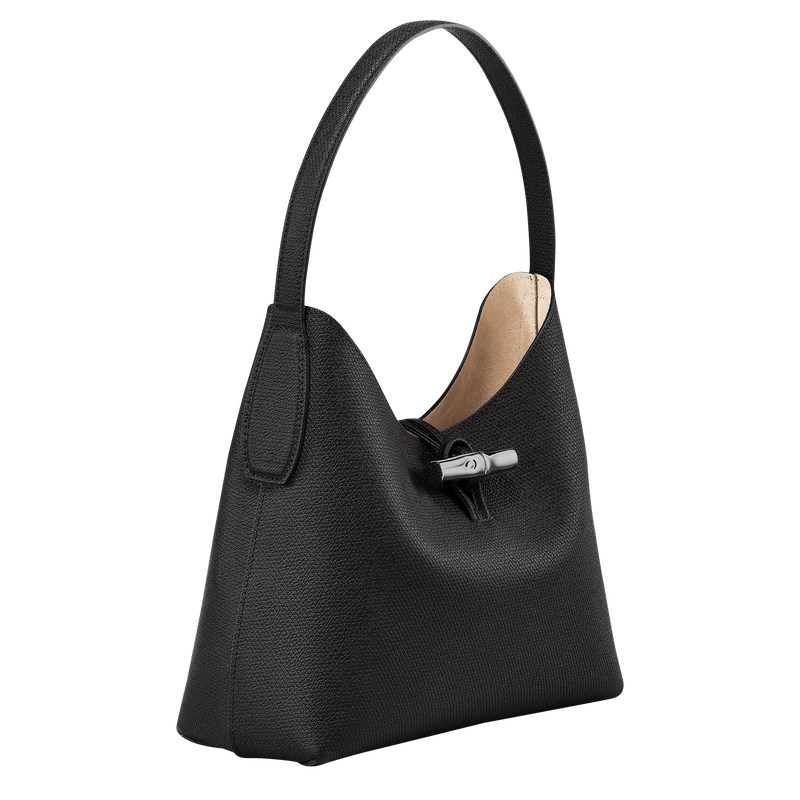 Longchamp Le Roseau M Hobo Bag Schwarz | 4718GFHUM