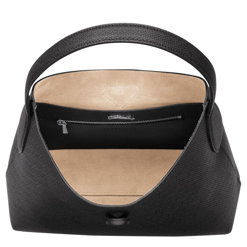 Longchamp Le Roseau M Hobo Bag Schwarz | 4718GFHUM