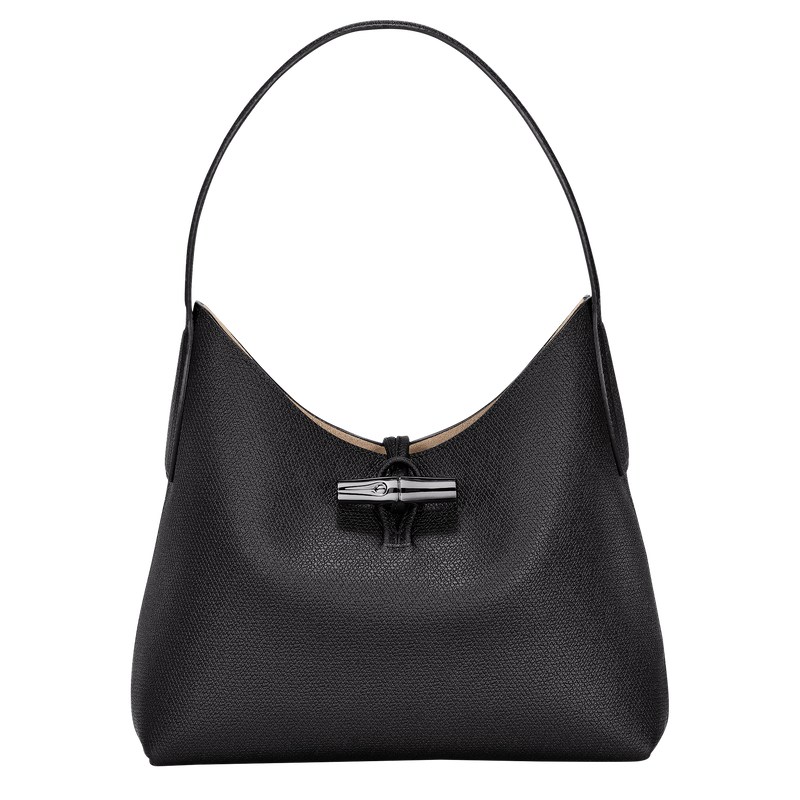 Longchamp Le Roseau M Hobo Bag Schwarz | 4718GFHUM